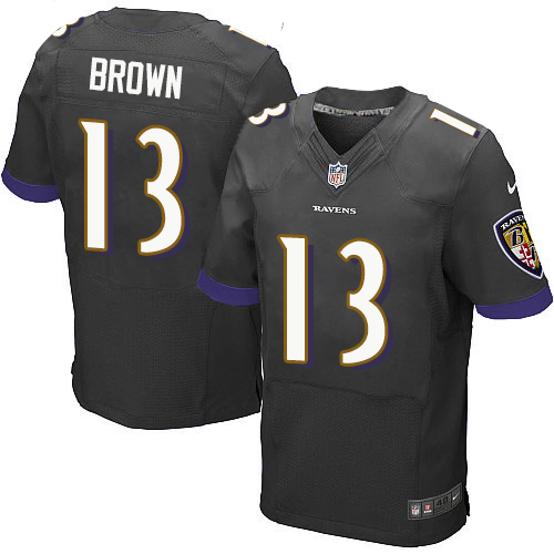 Nike Ravens #13 John Brown Black Alternate Men's Stitched NFL New Elite Jersey - Click Image to Close